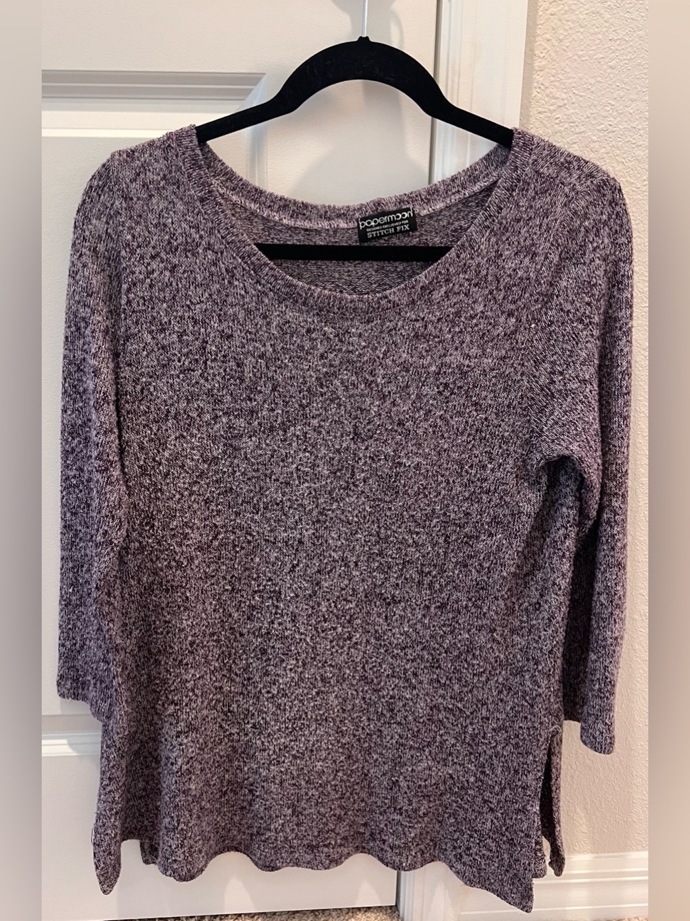 Paper Moon Stitch Fix Knit Sweater - Gray Purple Textured Top - Size Medium